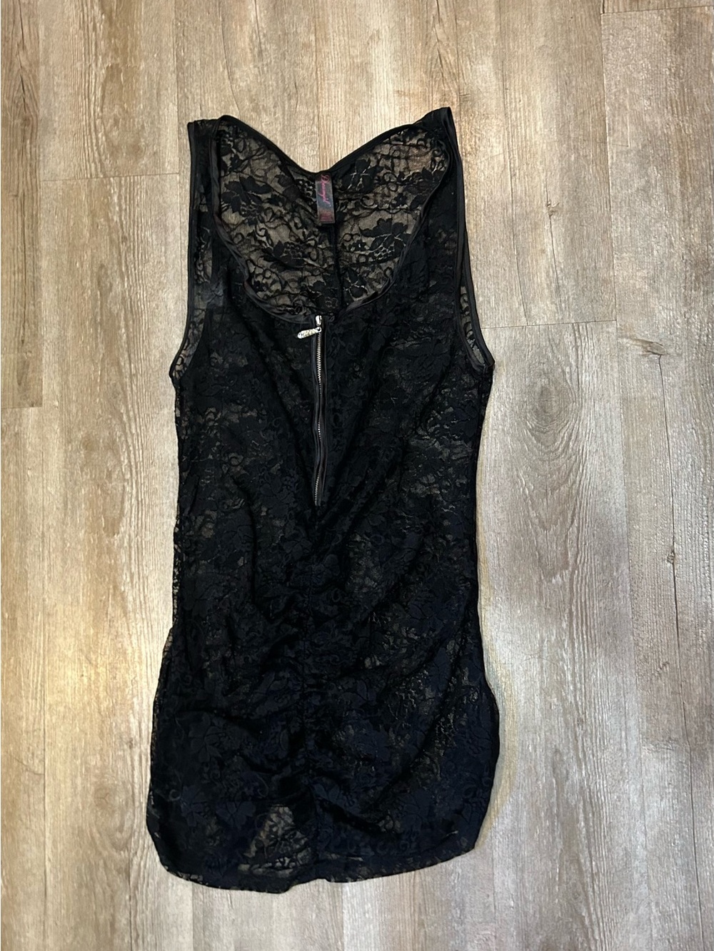 Dreamgirl black lace front zip dress SZ OS Queen